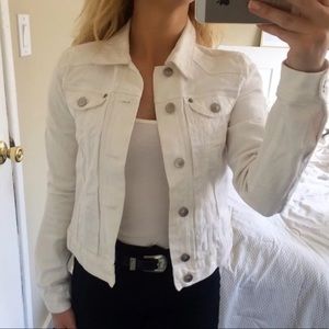 White Short Denim Jean Jacket H&M